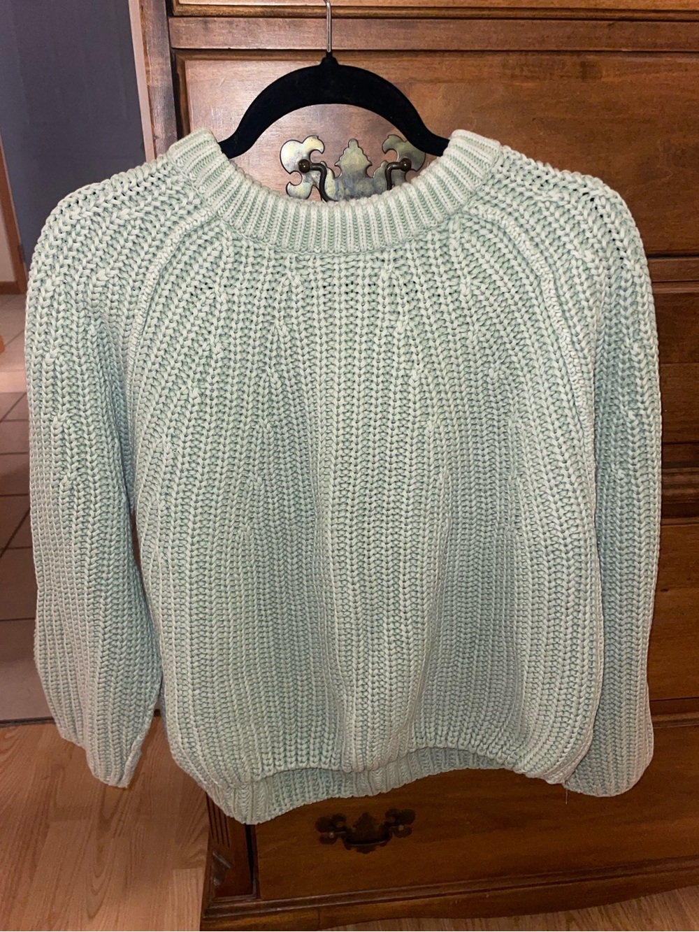 Free People Pale Mint Green Chunky Crewneck Sweater
